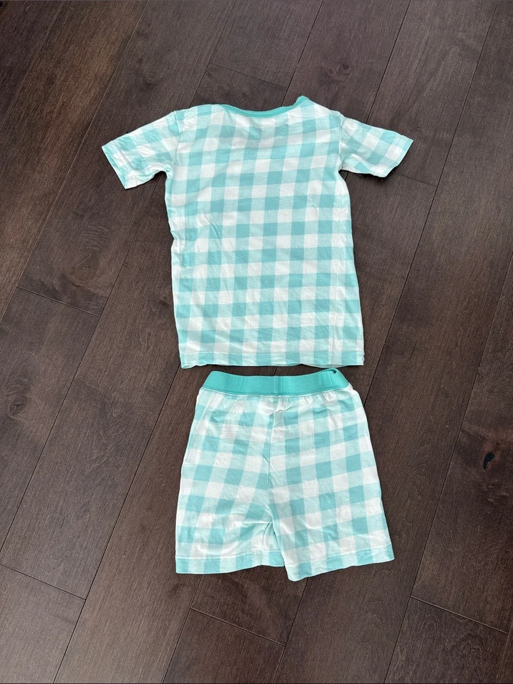 Little Sleepies Aqua Gingham Two-Piece Short Sleeve and Shorts Pajama Set 3T